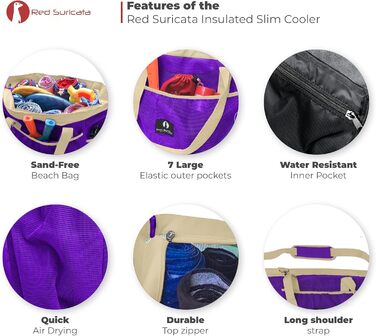 Red Suricata Large Mesh Beach Bag - Beach Bags and Shopping Bags (Violet/Beige)