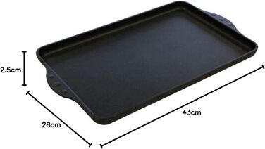 Гриль-плита Teppanyaki Lieblingspfanne 43x28 см, алюмінієва, антипригарна, з бічними ручками, для всіх типів плит і духовки, гладка поверхня