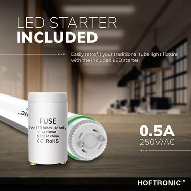 HOFTRONIC - LED Damp-Proof Light 150cm Cold White 60W 10500lm Flicker-Free Linkable T8 Workshop Lamp IP65 Waterproof Basin Light Double for Garage, Basement, Office (160lm/W, 6000K)