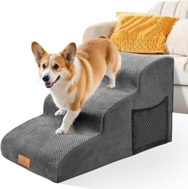 Східці для собак Masthome: 4 сходинки, знімний та пральний чохол, протиковзкі, для ліжка/софи (сірий)