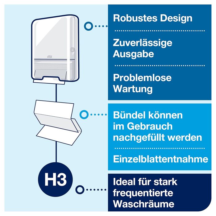Tork Dispenser for Z-Fold Towels White H3, Elevation Design, 553000
