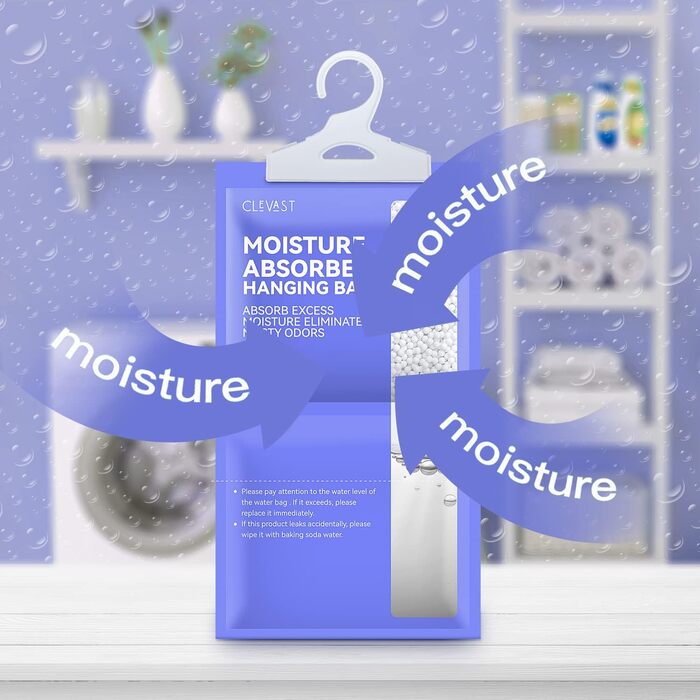 CLEVAST Dehumidifier Hanger Pockets, 10 Pack, Moisture Remover Absorber, Dehumidifier for Humidity, Mold, Condensation in Bedroom, Bathroom, RV, Basement, 230g