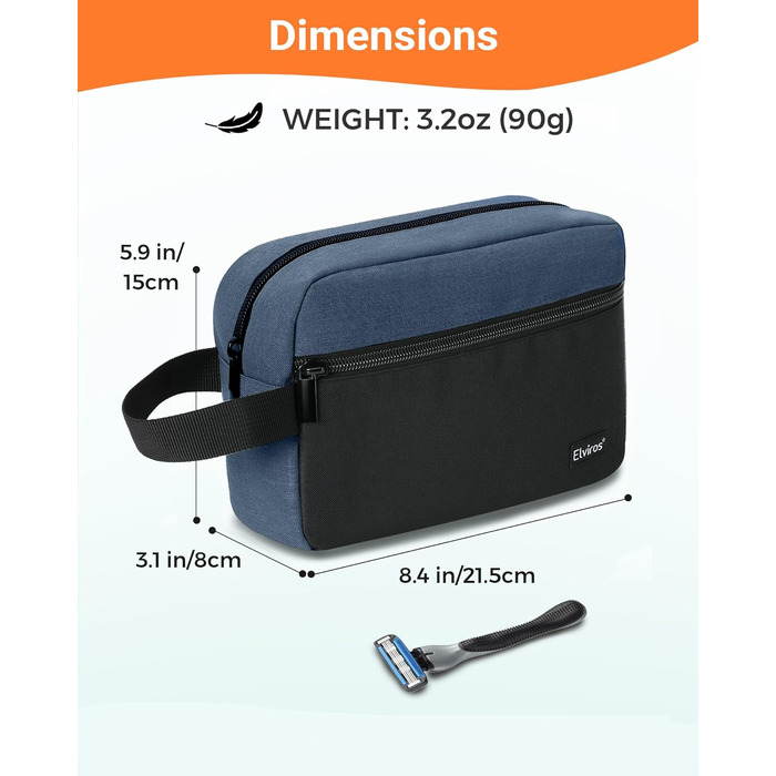 Чоловіча дорожня туалетна косметичка, водонепроникна, з кишенею для бритви та ручкою, органайзер для косметики у спортзал, душ, ванну кімнату, подарунок для чоловіків, чорно-сіра (чорний & темно-синій)