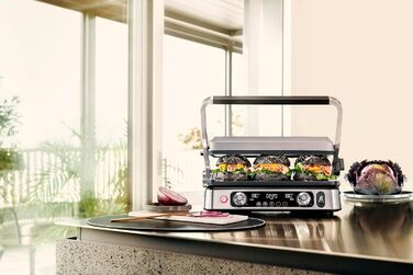 Електрогриль Braun MultiGrill 9 Pro CG 9160 з двома незалежними термостатами, 3 режимами приготування, антипригарними знімними пластинами, вбудованим термощупом, 2200 Вт, чорний/нержавійка