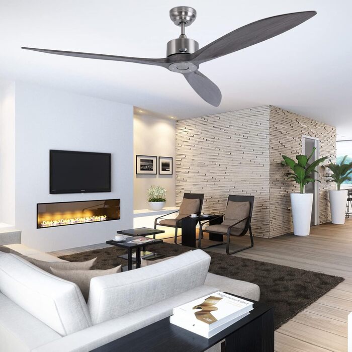 Стеляний вентилятор Reiga з імітацією дерева, 165 см, DC-двигун, керування пультом та Smart Home, 6 швидкостей, колір: коричневий, для внутрішнього та зовнішнього використання