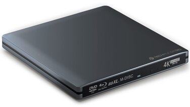 Зовнішній Blu-ray привід techPulse120 UHD 4K 3D M-Disc BDXL USB 3.0 та USB-C, DVD/CD записувач для ноутбука та ПК, Windows/Mac OS, алюміній, сірий
