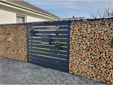 Поштова скринька Metzler Premium з газетницею Anthrazit (Антрацит) - персоналізована з табличкою для імені - високоякісна настінна поштова скринька з нержавіючої сталі V2A з порошковим покриттям RAL 7016, модель Stencil