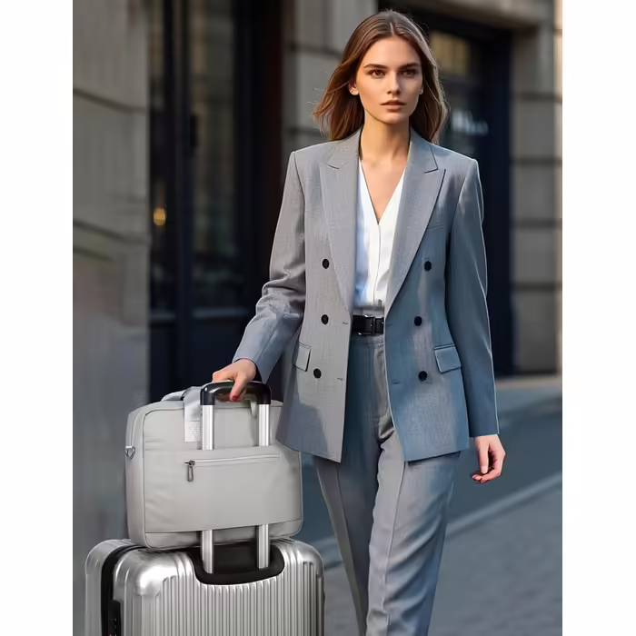 GAOCHY 15-16 inch Shoulder Laptop Bag Compatible with MacBook Pro 16, MacBook Air 15 M4 2025, 15.6 inch Aspire, Vivobook 16/15, Inspiron 15, Messenger Bag with Shoulder Strap, Silk Gray