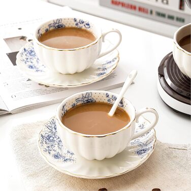 Porcelain Teaservice, Gold Tea Set for Party, Wedding (Blue)