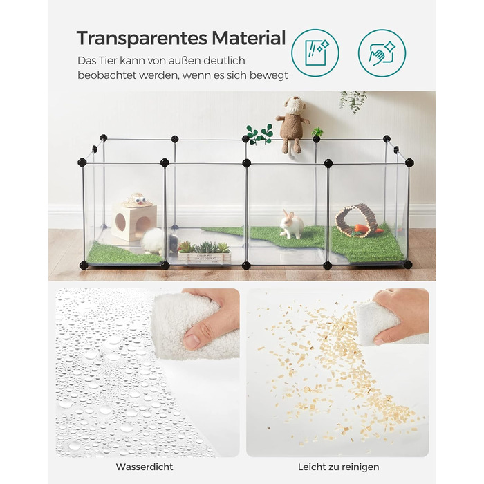 Клітка для гризунів SONGMICS Freigehege з піддоном, 143 x 73 x 46 см, біла (LPC02W M)