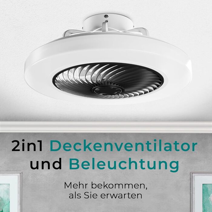 Стельовий вентилятор Noaton Triton 12050B з LED підсвіткою, 50 см, чорний. Димер, 3 режими світла, пульт, таймер