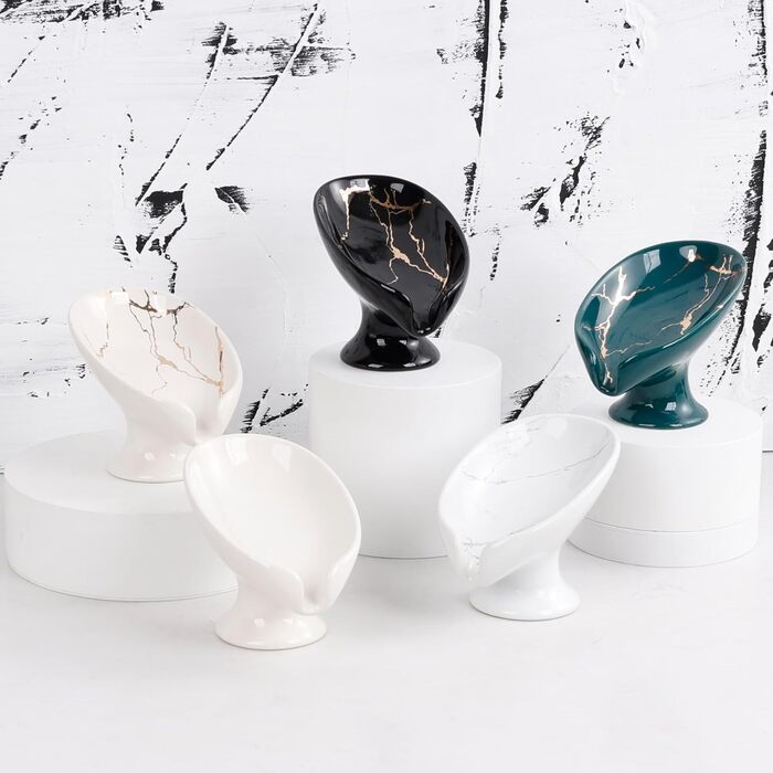 Підставка для мила з автоматичним зливом, без присосок, ANTIS'S HOME, кераміка, мармур, порцеляна, блакитна