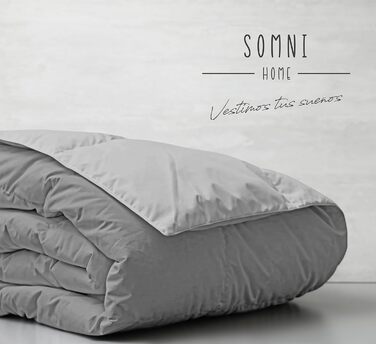 Двостороння ковдра SomniHome для ліжка 150/160 см, мікрофібра, сіра, тепла, легка, 250x260 см, 400 г, преміум-якість