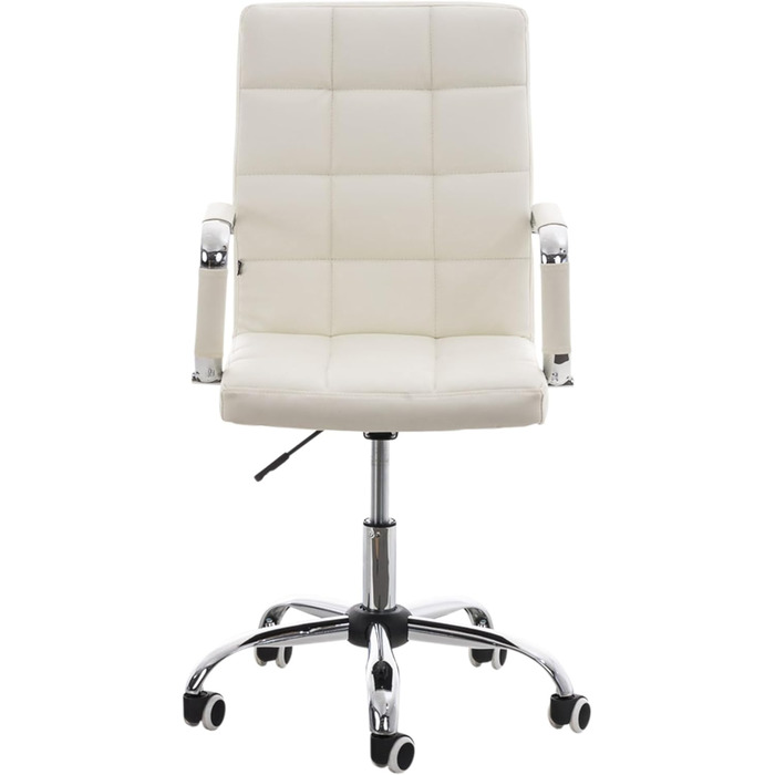 Офісне крісло CLP Deli V2 з штучної шкіри та якісним м'яким сидінням | Регульована висота сидіння, колір: білий