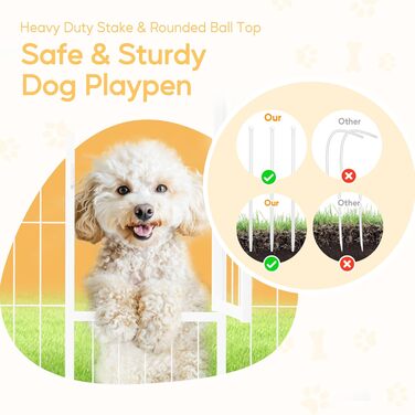 Клітка для собак, 101,6 см, 8 панелей, міцна металева, для дому та вулиці, для кемпінгу, двору, автодому, як садовий забор, для приватності, тераси, біла