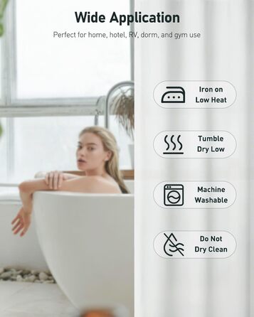 Шторка для душу Uniclife, біла, 180x180 см, тканинна, водонепроникна, з 12 міцними люверсами та обтяженим низом для ванни