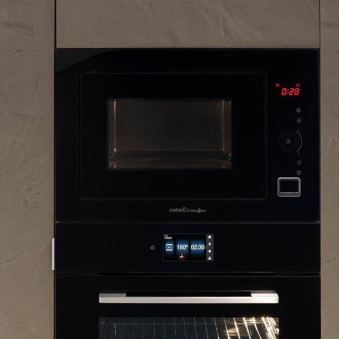 Вбудована мікрохвильова піч CATA MC 25 GTC BK Inox, 25л, 8 автоматичних меню, гриль 1000W, ширина 60 см