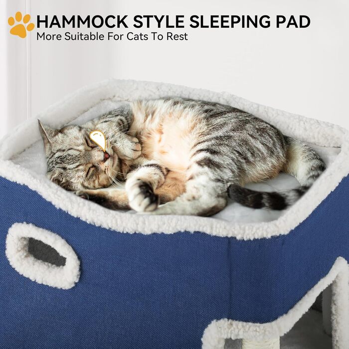 YITAHOME Cat House Indoor, Cat Bed for Indoor Cats, Cat Tunnel, Cat Cave, Small Scratching Post, Cat Furniture, Cat Bed Cave, cat caves, Cat Beds (Blue, Without Platform)