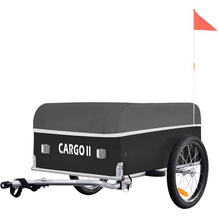 Фарбований вантажний причіп Tiggo Cargo II на велосипеді, об'єм 130 літрів, складаний, зелений (сірий)