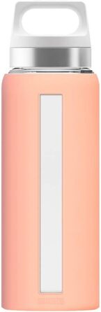 SIGG Dream Drinking Bottle (0.65 L), non-toxic and heat-resistant drinking bottle, leak-proof glass drinking bottle with silicone sleeve (Shy Pink)