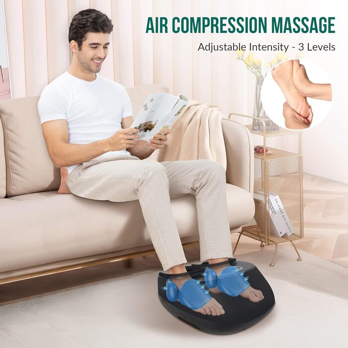 Електричний масажер для ніг Snailax з підігрівом та Shiatsu, для жінок та чоловіків, чорний