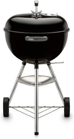 Вугільний гриль Weber Classic Kettle 47 см, порцелянове емалювання, з термометром і колесами, чорний