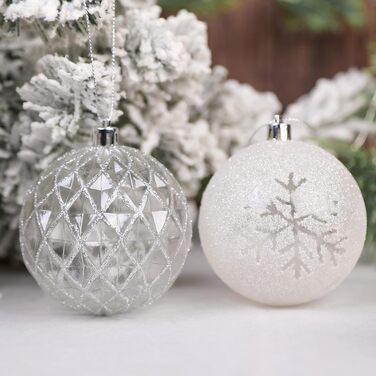 Прикраси для ялинки Shareconn, 80 мм, набір 12 шт. – міцні кулі з декоративними підвісками для свят, вечірок та весіль. Червоний та золотий колір.