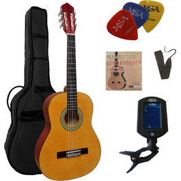 Класична концертна гітара в комплекті: натуральне дерево, дека з липи, чохол, струни, 3 медіатори, тюнер ET33B, C2