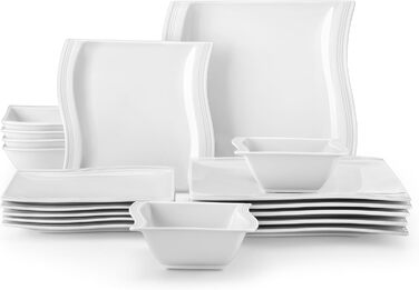 MALACASA Flora Marble Porcelain Dinnerware Set - 30 Piece Combination Set with Coffee Cups, Saucers, Dessert Plates, Soup Plates & Dinner Plates (White)