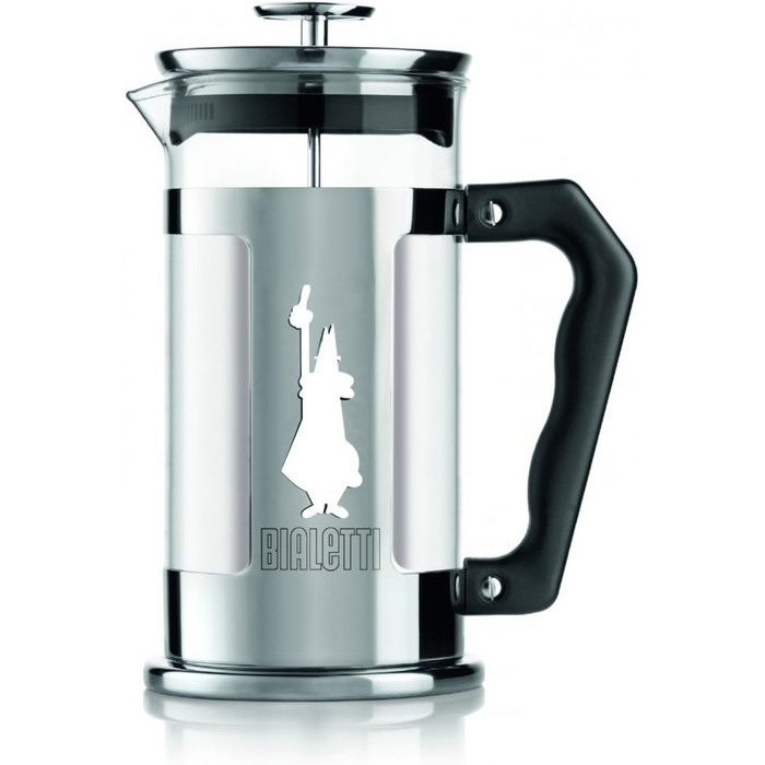 Bialetti Kaffeepresse Preziosa, French Press Filter for Coffee or Tea, Stainless Steel Housing and Borosilicate Glass Container, Dishwasher Safe, 1 Liter, 8 Cups, Silver