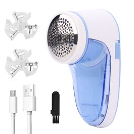 Електричний видалення ворсу для одягу та вовни з USB-кабелем та 2 запасними лезами (блакитний)