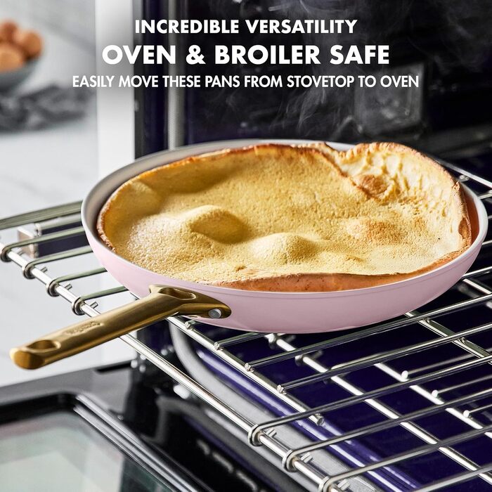 Набір сковорідок GreenPan Reserve з керамічним антипригарним покриттям (20 та 26 см), індукційні, для духовки, без PFAS, золотий ручка, блакитний & рожевий (для мами)