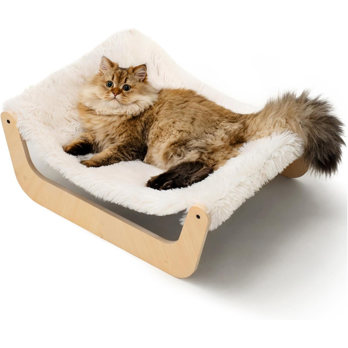 Кігтеточка-ліжко для котів MEWOOFUN, м'яка гамак для котів, ліжко для кігтів для котів, дерев'яна гамак для котів 58 x 44 x 22.5 см, підходить для котів, собак, кроликів, кошенят та дрібних тварин