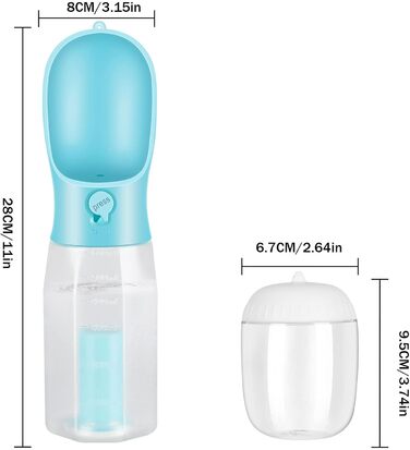 Турбунок для собак Zivacate 600 мл з контейнером для корму та пакетами для відходів - блакитний