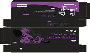 Силіконовий скребок для тіла під душ з довгим ручним держаком, двосторонній скребок для душу для пілінгу та масажу, створює багату піну, скребок для спини з довгим ручним держаком для чоловіків (Carbon Black)