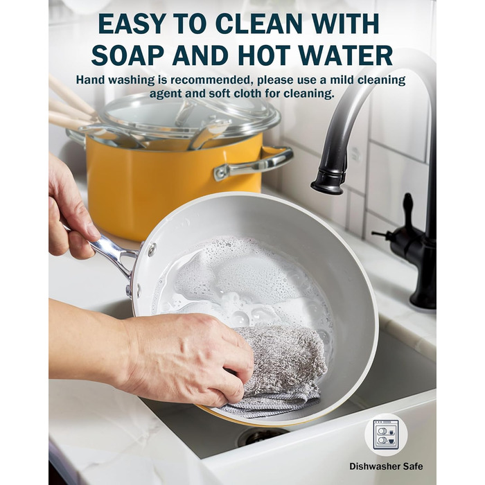 Набір посуду Cook N Home 10 предметів, антипригарне покриття, індукційне, з нержавіючої сталі, жовтий