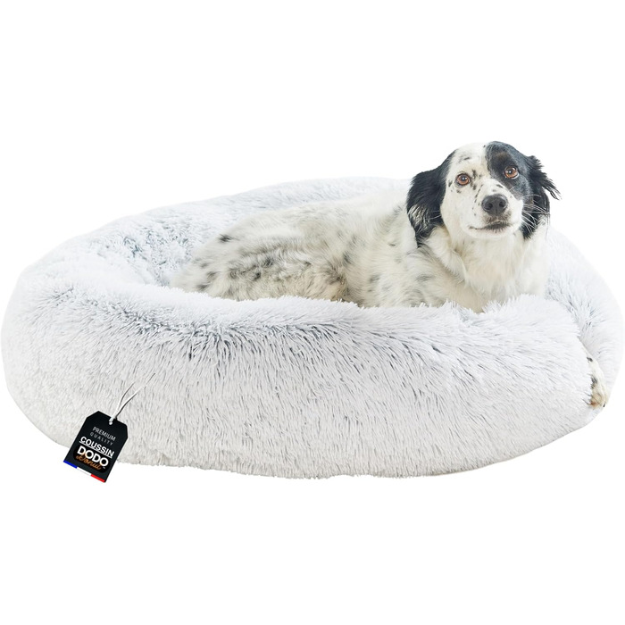 Dog Bed - Medium-Sized Dogs [with washable cover] - Dog Basket, Cat Bed, Sleeping Places & Furniture for Dogs, Long Dog Basket, Dog Bed, 80 cm Diameter, Pearl Grey