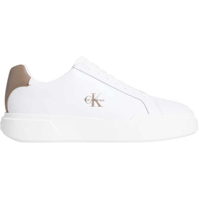 Чоловічі кросівки Calvin Klein Cupsole з товстою підошвою, шнурівка, шкіра (40 EU, білий, світло-білий, пустельний тауп)