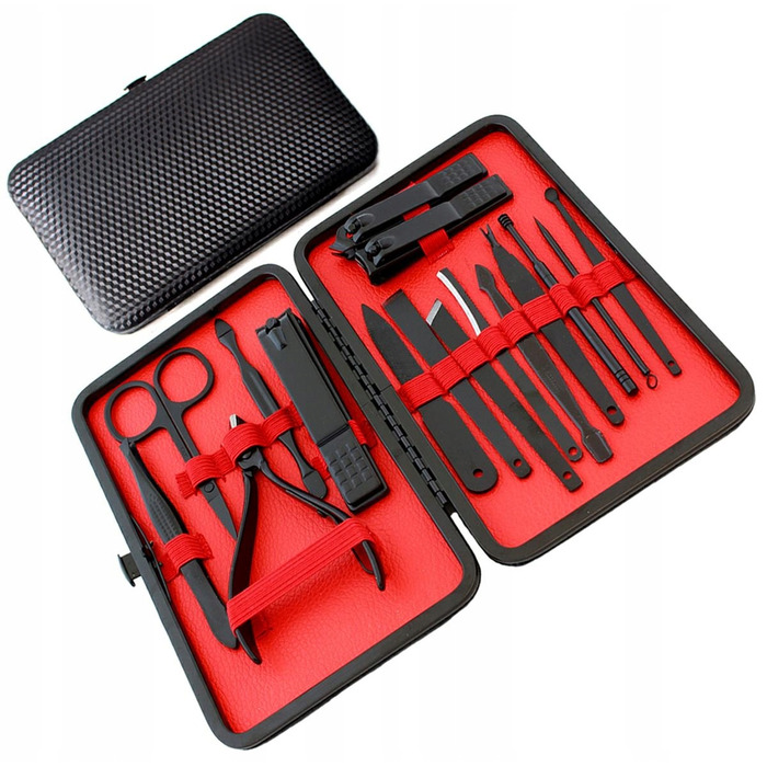 Набір інструментів для манікюру та педикюру (16 предметів), кусачки та обрізачі для нігтів