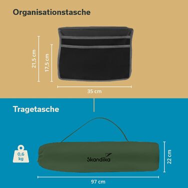 Кемпінговий стілець Skandika Relax Comfort зелено-сірий: розкладний стілець з підсклянником та охолоджувальним відсіком, до 160 кг