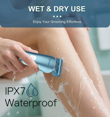 Електричний епілятор Hatteker 3-в-1 для жінок: тример, брітор та епілятор. З LED-дисплеєм, IPX7, USB-зарядка (Блакитний)