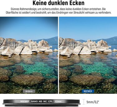 NEEWER Поляризаційний фільтр CPL 82mm для об'єктивів камери: зменшує відблиски, покращує контраст