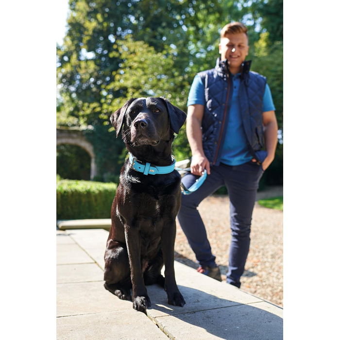 Нашийник для собак HUNTER SOFTIE, штучна шкіра, м'який, легкий у догляді, розмір L (50-55 см), колір: бірюзовий