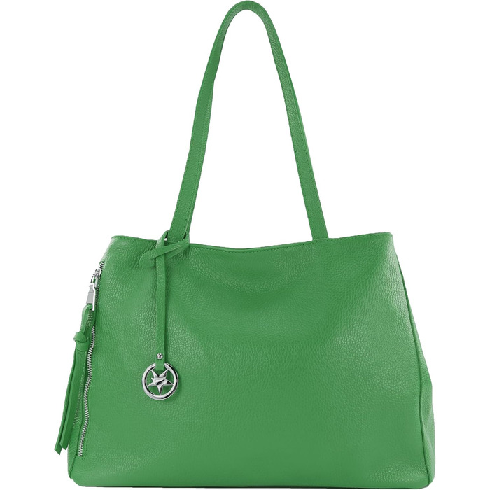 Сумка жіноча шкіряна Modamoda T205 шопер ручної роботи, Італія (листова зелень)