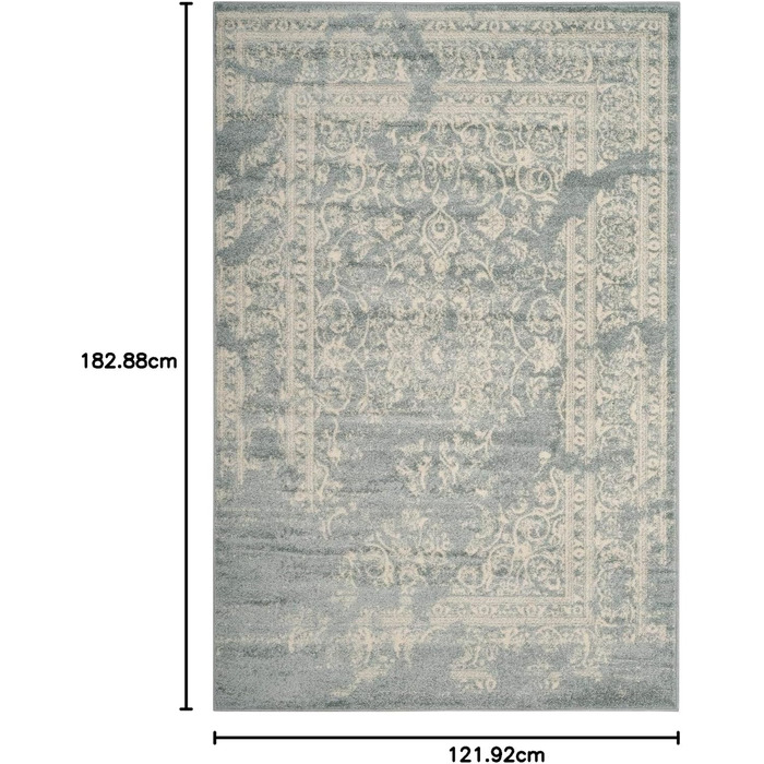 Килим SAFAVIEH Distressed для вітальні, їдальні, спальні - колекція Adirondack, короткий ворс, 122 x 183 см (сірий та кремовий)