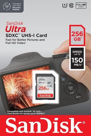 Карта пам'яті SanDisk Ultra SDXC 256 GB, швидкість читання до 150 МБ/с