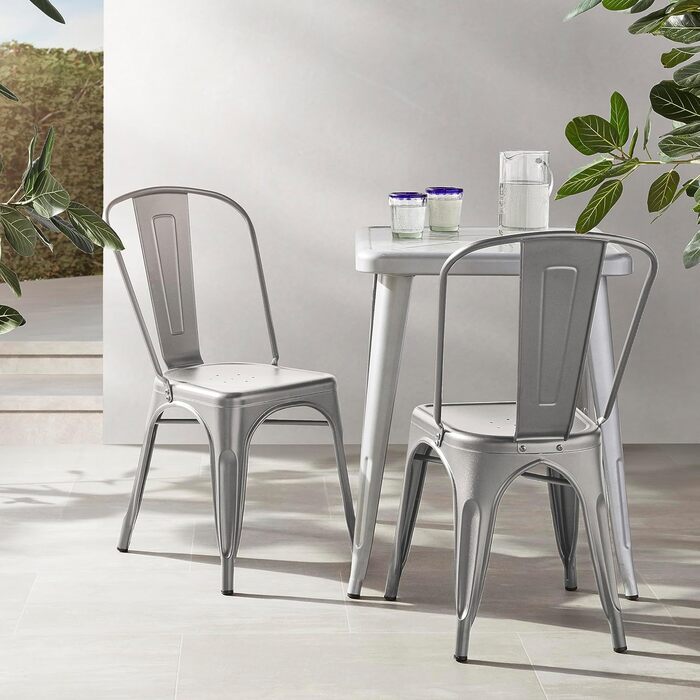 Amazon Basics Stackable Metal Dining Chairs (Set of 4)