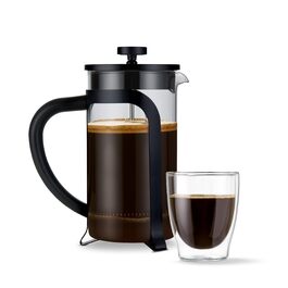 Тчибо Френч-прес для приготування кави вручну, 800 мл, з термостійкого боросилікатного скла, нержавіюча сталь, чорний
