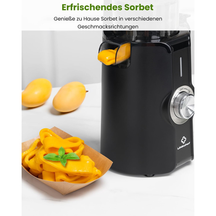 Шнекова соковижималка LINKChef 200W для овочів та фруктів, чорна