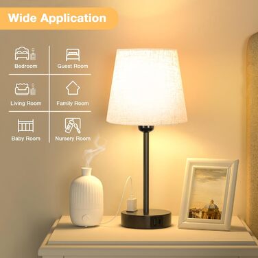 Настільна лампа Kakanuo з торшером, 2 шт., з USB-портом, диммуванням, LED, для спальні, вітальні, дитячої кімнати, офісу, бежевий лінолеум